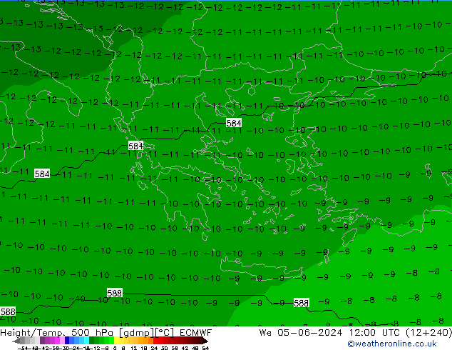 Hoogte/Temp. 500 hPa ECMWF wo 05.06.2024 12 UTC