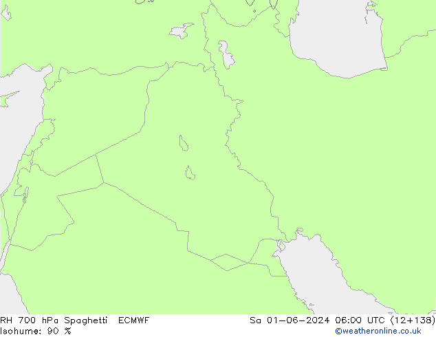 RH 700 hPa Spaghetti ECMWF Sa 01.06.2024 06 UTC