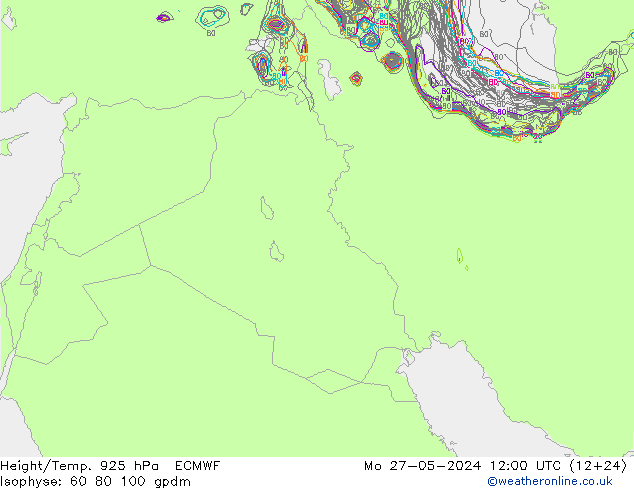 Height/Temp. 925 hPa ECMWF Mo 27.05.2024 12 UTC