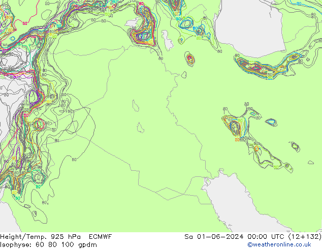 Height/Temp. 925 hPa ECMWF Sáb 01.06.2024 00 UTC