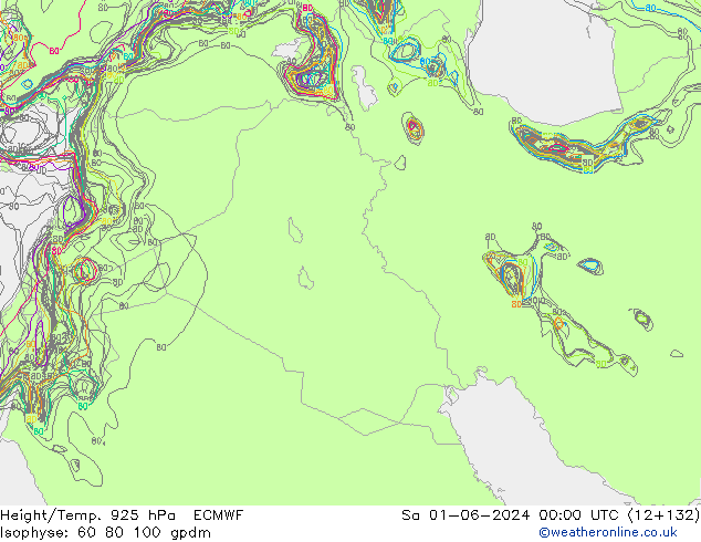 Height/Temp. 925 hPa ECMWF sab 01.06.2024 00 UTC