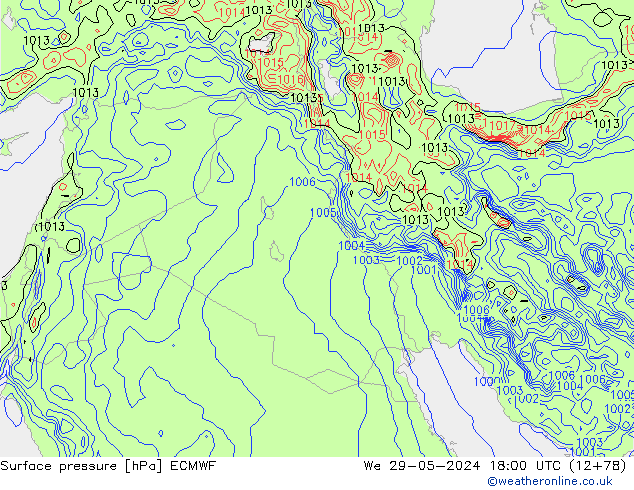 Atmosférický tlak ECMWF St 29.05.2024 18 UTC