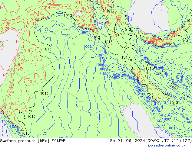 Surface pressure ECMWF Sa 01.06.2024 00 UTC