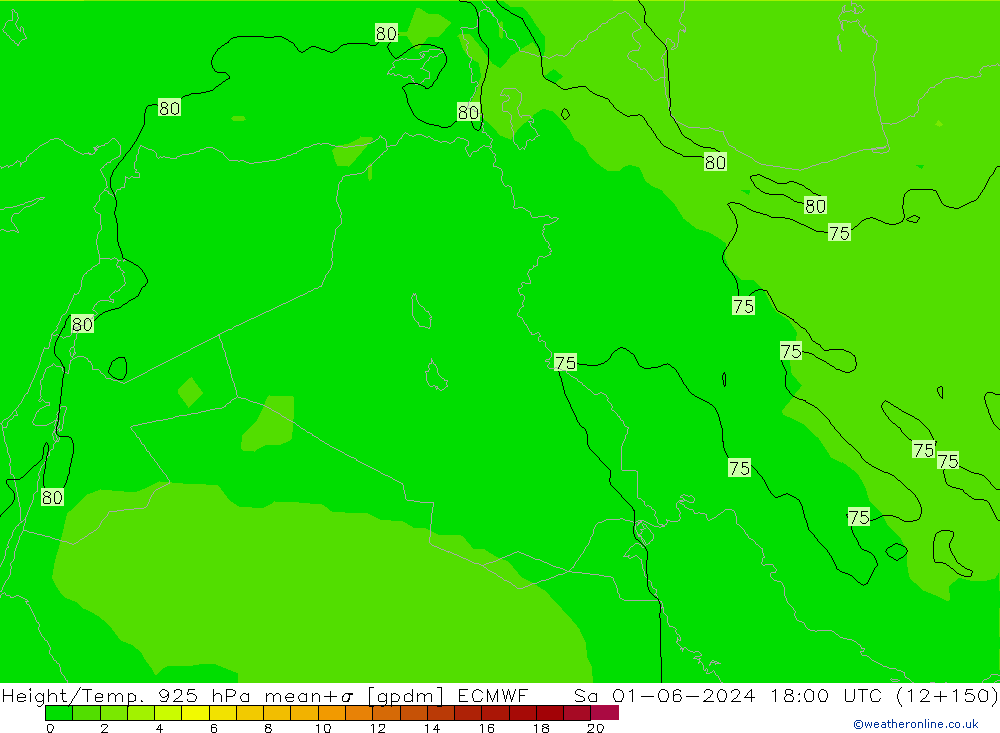 Height/Temp. 925 hPa ECMWF Sa 01.06.2024 18 UTC