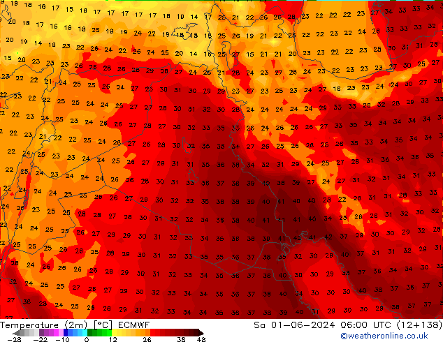 Temperatura (2m) ECMWF sáb 01.06.2024 06 UTC