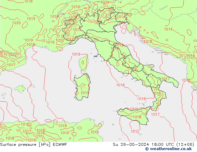 pressão do solo ECMWF Dom 26.05.2024 18 UTC