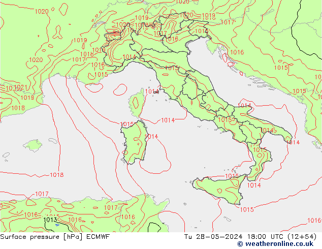 Pressione al suolo ECMWF mar 28.05.2024 18 UTC