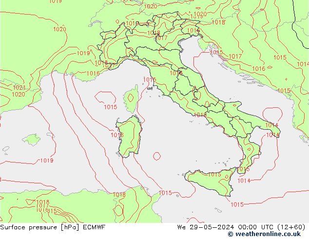 Pressione al suolo ECMWF mer 29.05.2024 00 UTC