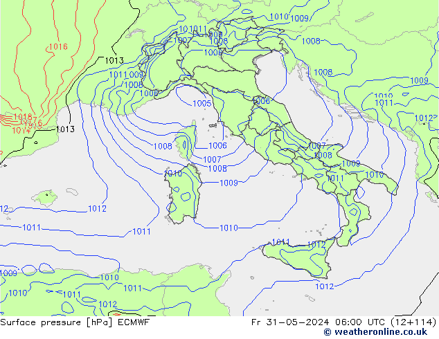 Atmosférický tlak ECMWF Pá 31.05.2024 06 UTC