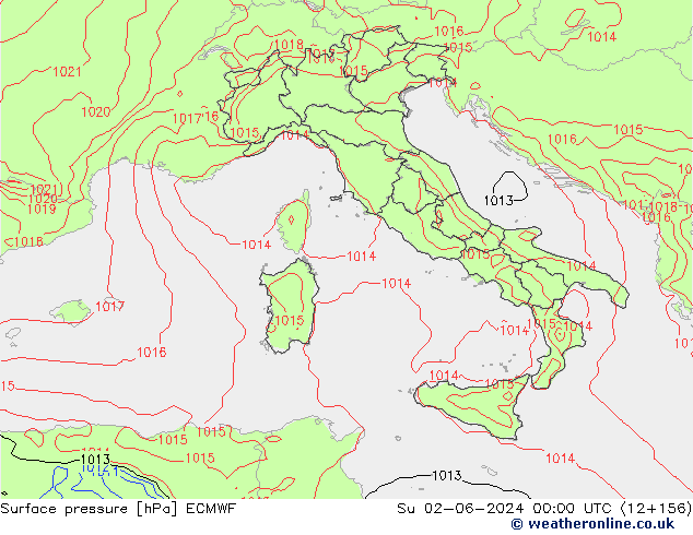 Luchtdruk (Grond) ECMWF zo 02.06.2024 00 UTC