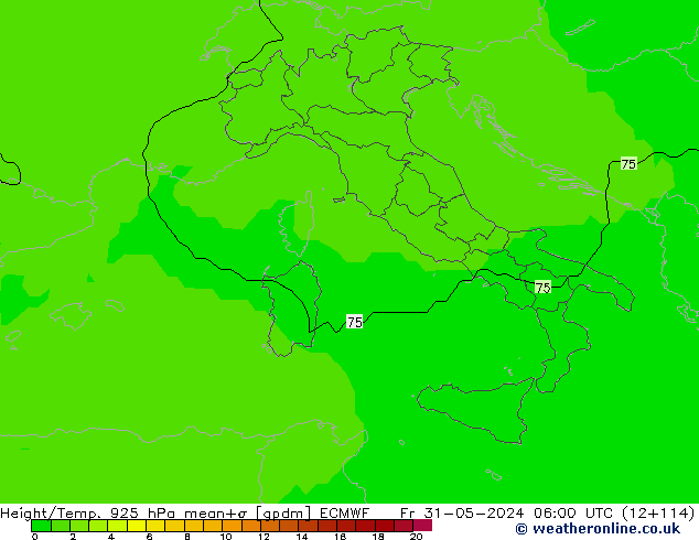 Height/Temp. 925 hPa ECMWF Fr 31.05.2024 06 UTC