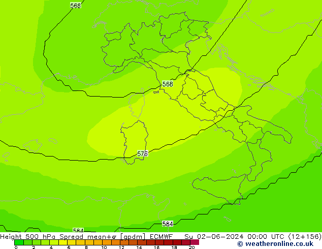 Height 500 hPa Spread ECMWF  02.06.2024 00 UTC