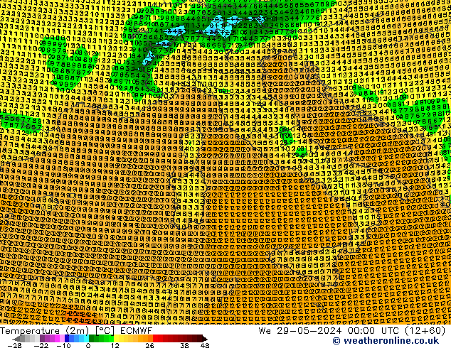 Temperature (2m) ECMWF We 29.05.2024 00 UTC