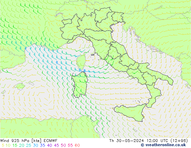 Wind 925 hPa ECMWF Th 30.05.2024 12 UTC