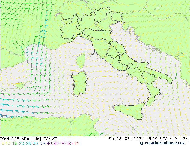 ветер 925 гПа ECMWF Вс 02.06.2024 18 UTC