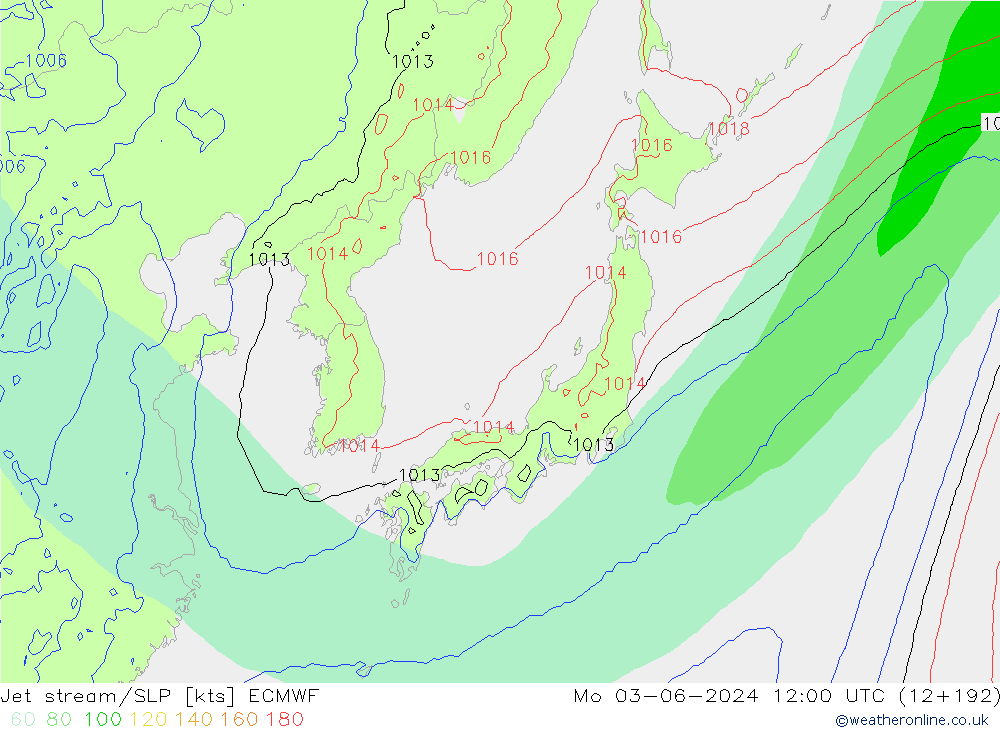 джет/приземное давление ECMWF пн 03.06.2024 12 UTC