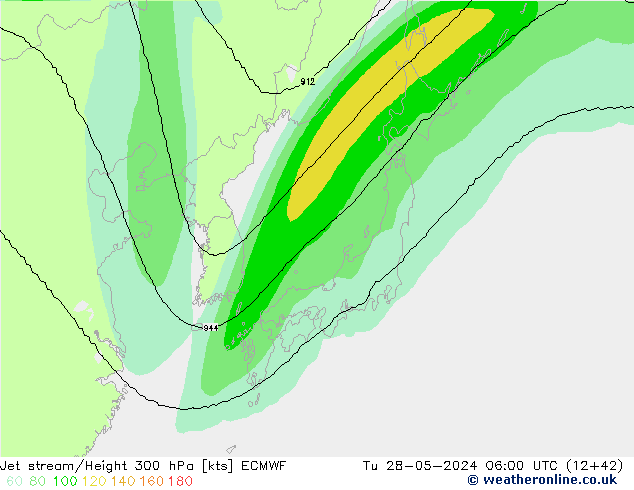 Straalstroom ECMWF di 28.05.2024 06 UTC