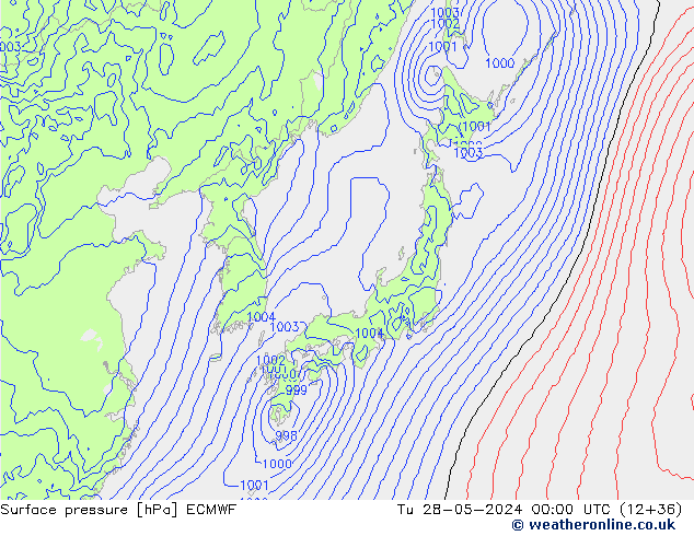 Luchtdruk (Grond) ECMWF di 28.05.2024 00 UTC