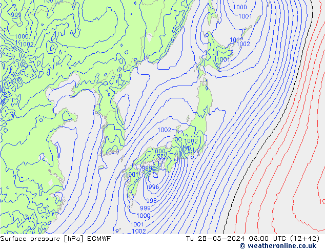 Bodendruck ECMWF Di 28.05.2024 06 UTC