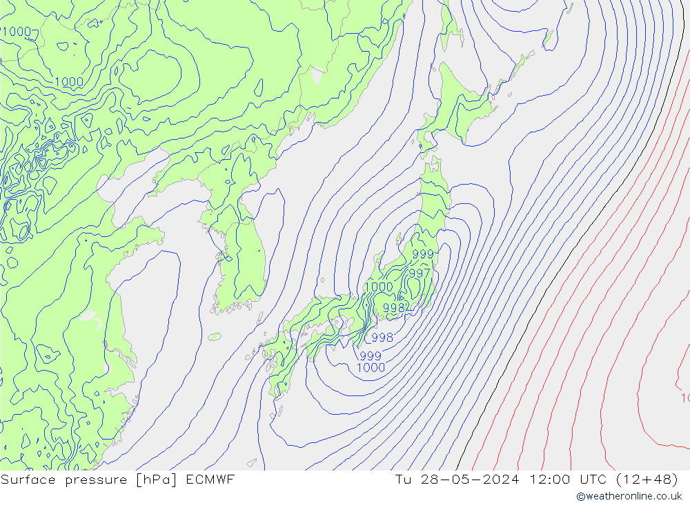 ciśnienie ECMWF wto. 28.05.2024 12 UTC