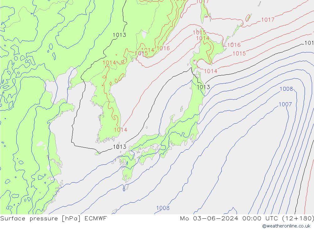 Surface pressure ECMWF Mo 03.06.2024 00 UTC