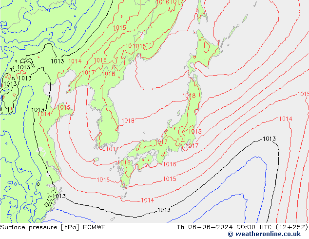 Surface pressure ECMWF Th 06.06.2024 00 UTC