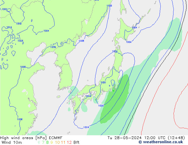 Izotacha ECMWF wto. 28.05.2024 12 UTC