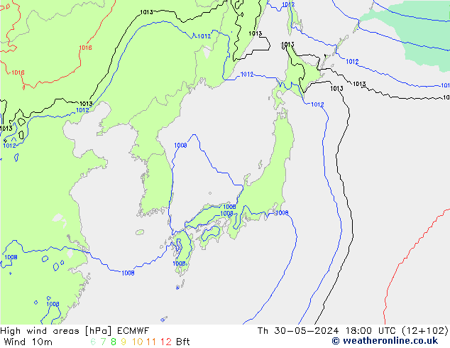 Izotacha ECMWF czw. 30.05.2024 18 UTC