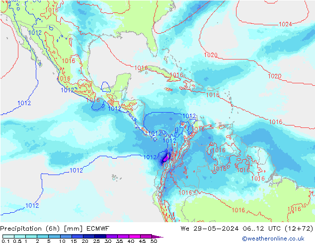 Précipitation (6h) ECMWF mer 29.05.2024 12 UTC