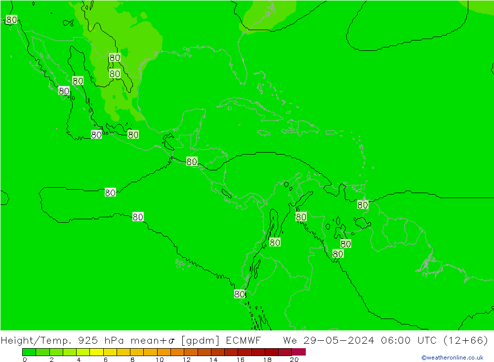 Géop./Temp. 925 hPa ECMWF mer 29.05.2024 06 UTC