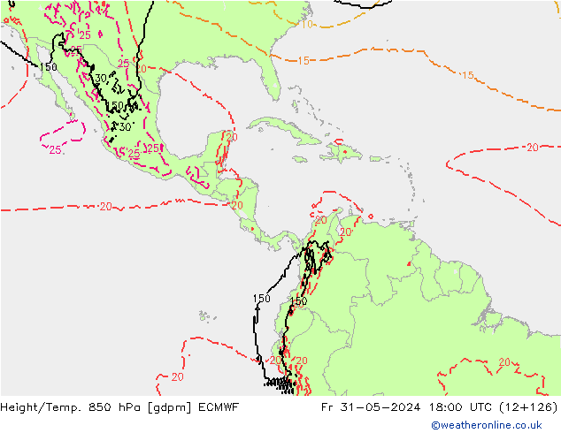 Height/Temp. 850 hPa ECMWF Fr 31.05.2024 18 UTC