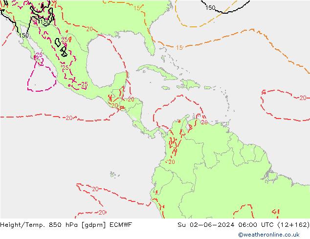 Height/Temp. 850 hPa ECMWF Su 02.06.2024 06 UTC