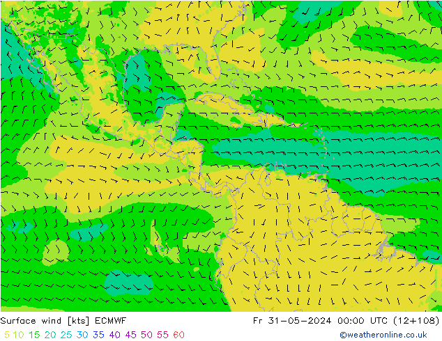 Rüzgar 10 m ECMWF Cu 31.05.2024 00 UTC