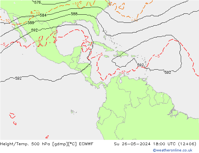 Hoogte/Temp. 500 hPa ECMWF zo 26.05.2024 18 UTC