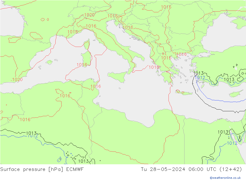 Atmosférický tlak ECMWF Út 28.05.2024 06 UTC