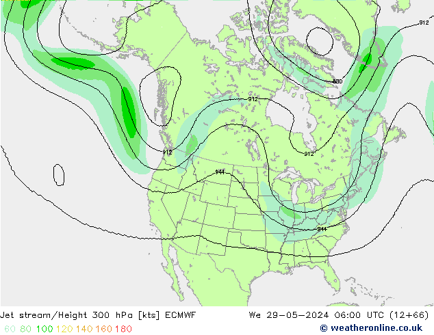 Jet stream/Height 300 hPa ECMWF We 29.05.2024 06 UTC