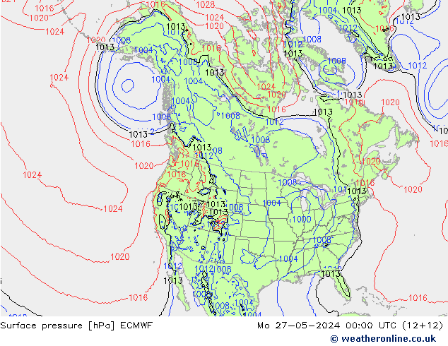 Surface pressure ECMWF Mo 27.05.2024 00 UTC