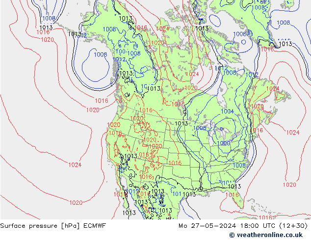 Surface pressure ECMWF Mo 27.05.2024 18 UTC