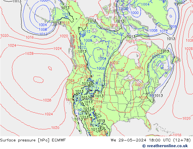 Pressione al suolo ECMWF mer 29.05.2024 18 UTC