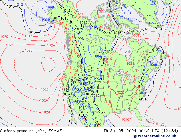 приземное давление ECMWF чт 30.05.2024 00 UTC