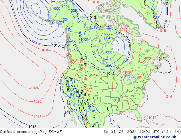 pressão do solo ECMWF Sáb 01.06.2024 12 UTC