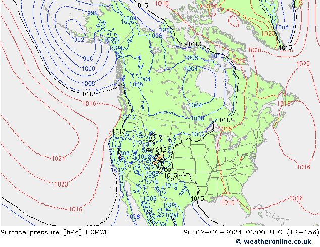 Luchtdruk (Grond) ECMWF zo 02.06.2024 00 UTC