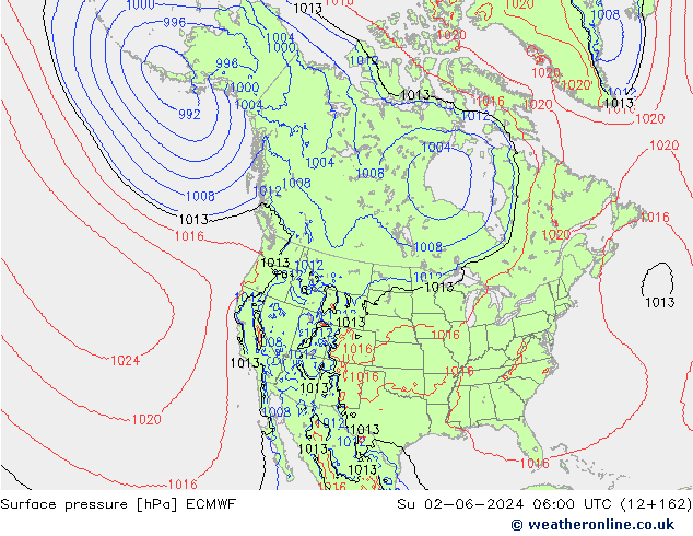 приземное давление ECMWF Вс 02.06.2024 06 UTC