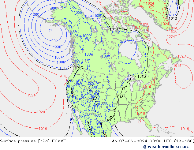 pressão do solo ECMWF Seg 03.06.2024 00 UTC