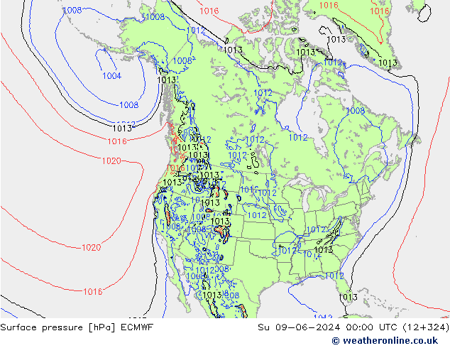 ciśnienie ECMWF nie. 09.06.2024 00 UTC