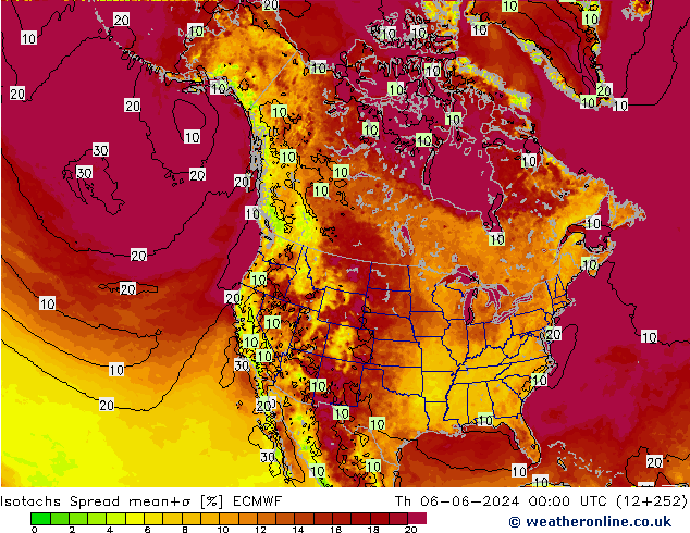 Eşrüzgar Hızları Spread ECMWF Per 06.06.2024 00 UTC