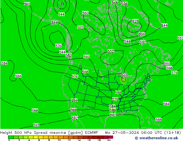 500 hPa Yüksekliği Spread ECMWF Pzt 27.05.2024 06 UTC