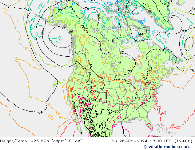 Height/Temp. 925 hPa ECMWF So 26.05.2024 18 UTC