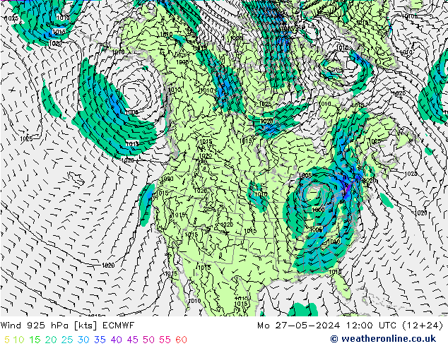 Vento 925 hPa ECMWF lun 27.05.2024 12 UTC