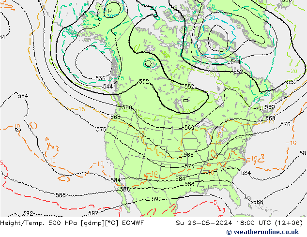 Geop./Temp. 500 hPa ECMWF dom 26.05.2024 18 UTC